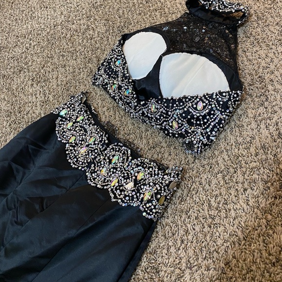 NWT Rachel Allan Black Two Piece Gown - Picture 7 of 7